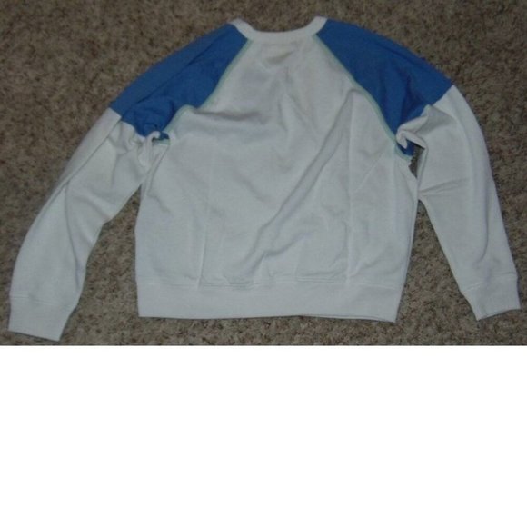 Womens Levis Sweatshirt Cream Blue Small Fleece Colorblock Crewneck Long Sleeve - Picture 5 of 5